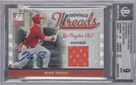 2009 Donruss Elite Extra Edition "Throwback Threads" #1 Mike Trout Signed Patch Rookie Card (#039/100) – BGS MINT 9/BGS 10